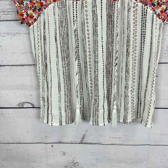 Savanna Jane Top Shirt Womens Medium Embroidered Southwestern boxy Floral Boho - Picture 3 of 10